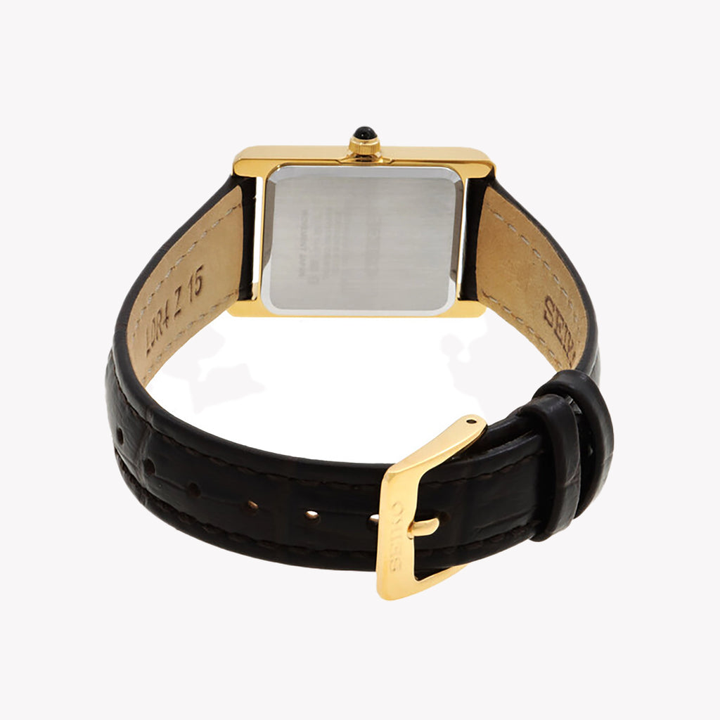 SEIKO Women's Gold Stainless Steel, Brown Leather | SWR110P1