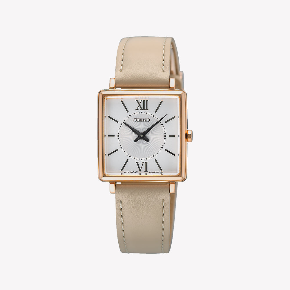 Seiko Conceptual Quartz Rose Gold White Dial Women's Watch