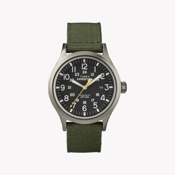 Timex Expedition Scout T49961 - Men's Rugged Green Fabric & Black Dial Watch With Indiglo Night-Light