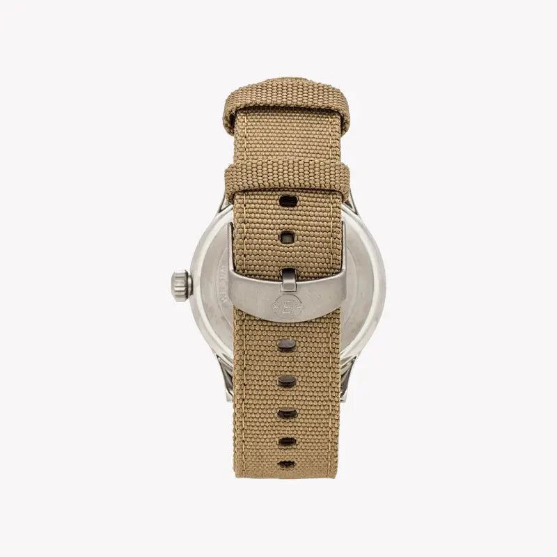 TIMEX Expedition Scout T49962 – Robuste Herrenuhr mit hellbraunem Nylonarmband und schwarzem Zifferblatt, INDIGLO-Nachtlicht