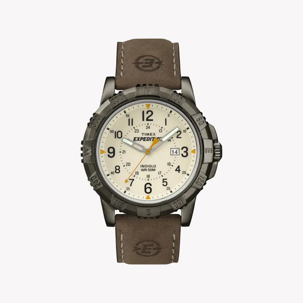 Timex Expedition T49990 - Rugged Leather & Brass Men's Watch With Indiglo Night-Light