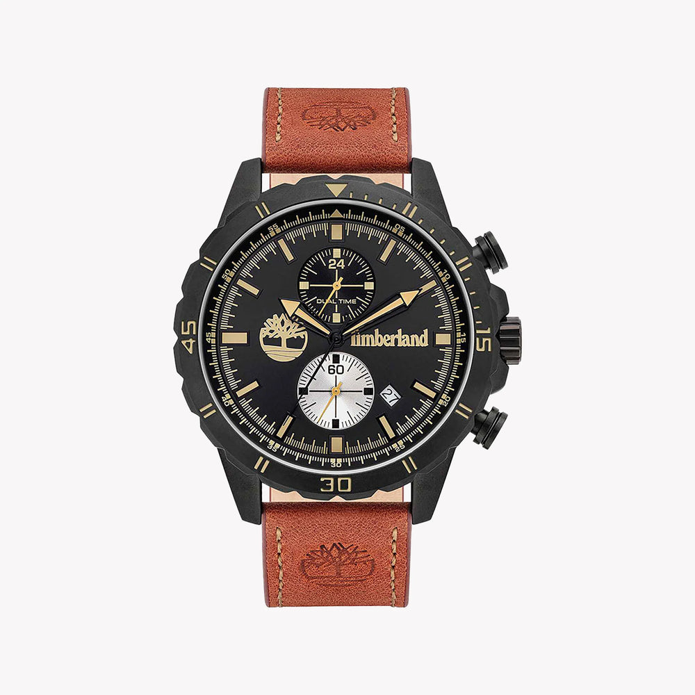 Timberland Men's Black Stainless Steel & Brown Leather Watch | Tbl16003jyb02 by i-watch