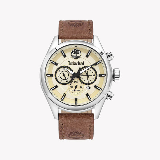 Timberland Men's Brown Leather Beige Dial Watch | Tbl16062jys14