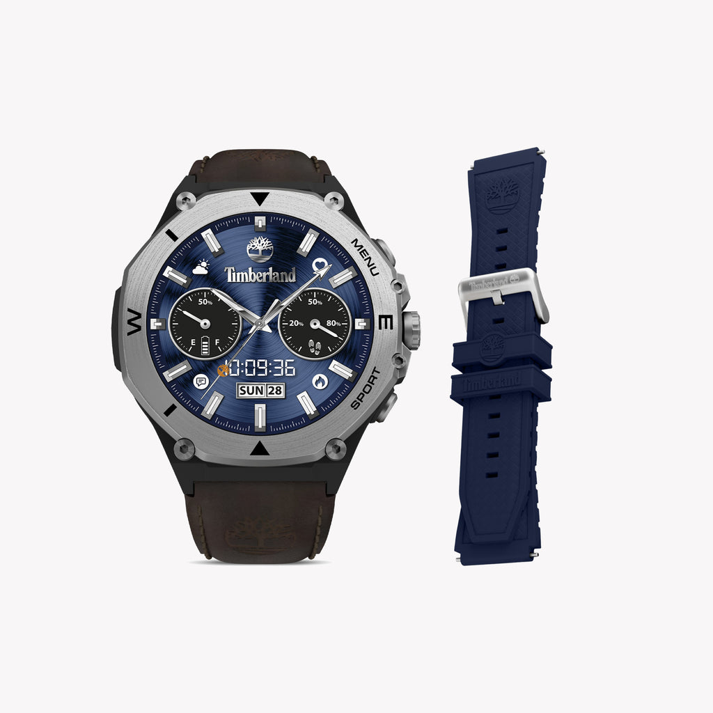 Timberland Men's Brown Leather & Blue Dial Watch | TDIGB00898X1