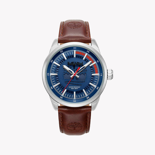 Timberland Men's Brown Leather & Blue Dial Quartz Watch | TDWGA0083202