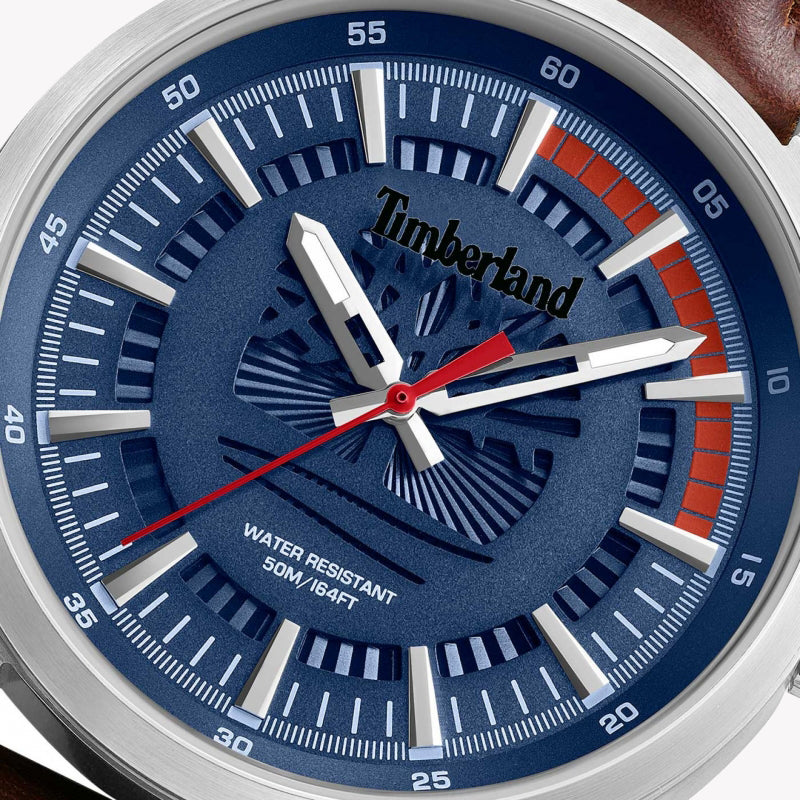 Timberland Men's Brown Leather & Blue Dial Quartz Watch | TDWGA0083202