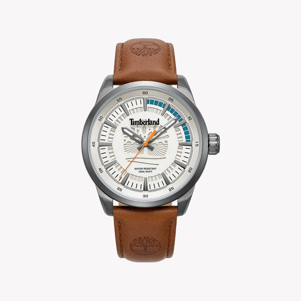 Timberland Men's Quartz Watch, Stainless Steel/Brown Leather | TDWGA0083203