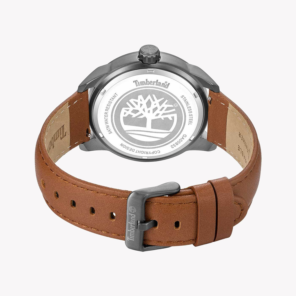 Timberland Men's Quartz Watch, Stainless Steel/Brown Leather | TDWGA0083203