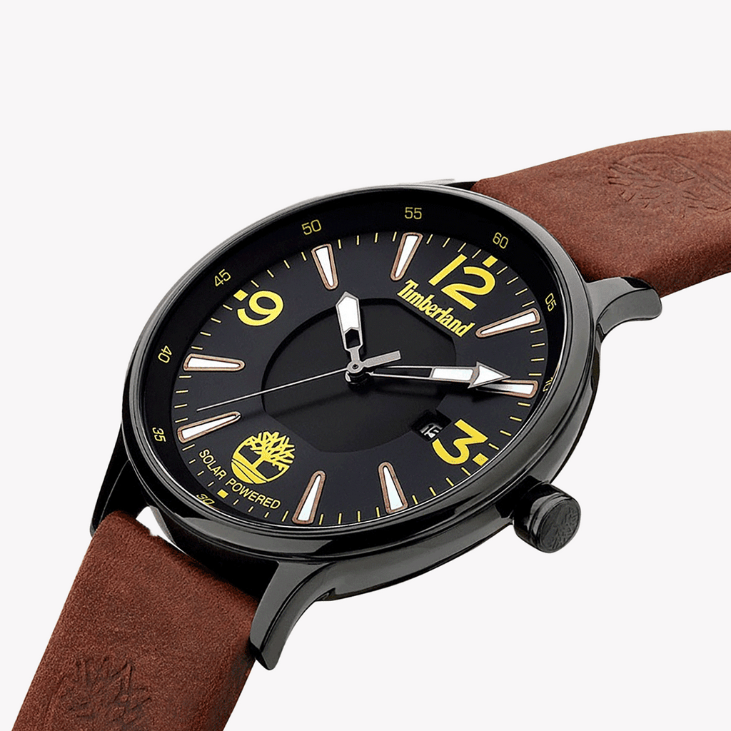 Timberland Men's Black Stainless Steel & Brown Leather Watch | Tdwga2100902