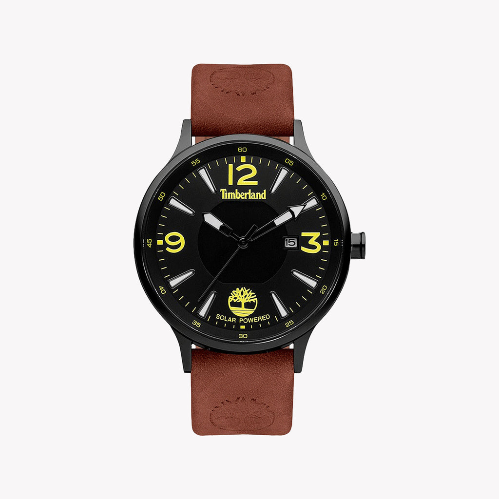 Timberland Men's Black Stainless Steel & Brown Leather Watch | Tdwga2100902