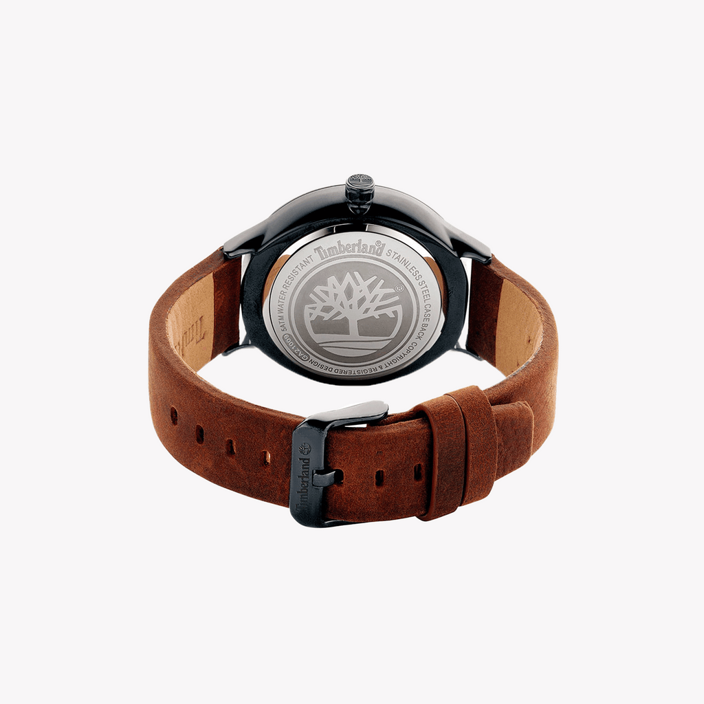 Timberland Men's Black Stainless Steel & Brown Leather Watch | Tdwga2100902