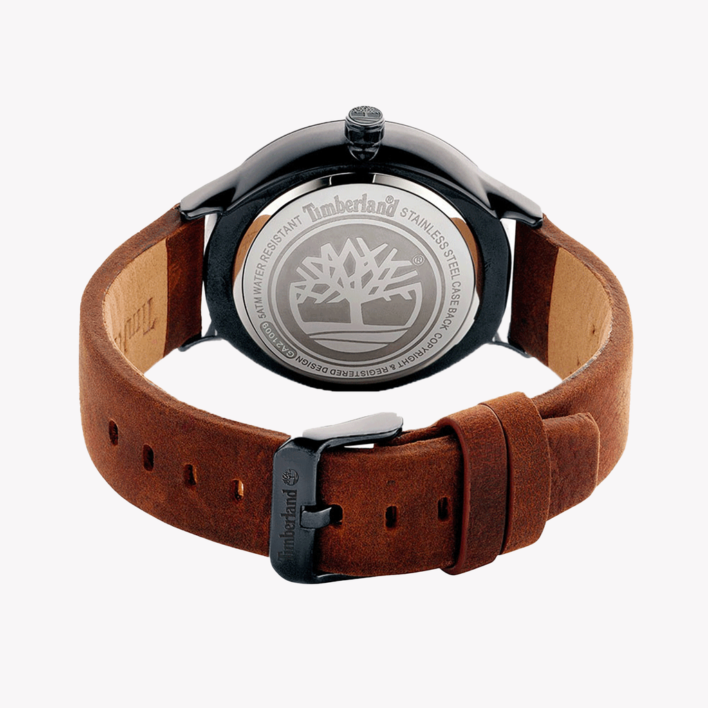 Timberland Men's Black Stainless Steel & Brown Leather Watch | Tdwga2100902