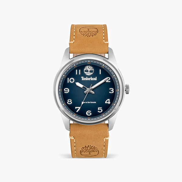 Timberland Men's Silver & Beige Leather Watch, Blue Dial | Tdwga2152102 by i-watch
