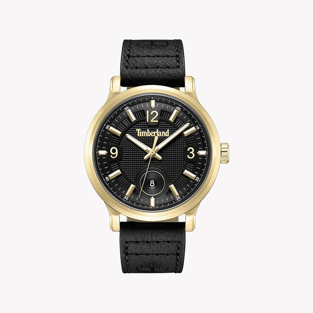 Timberland Men's Black Leather & Gold Watch | Model: Tdwgb0055902