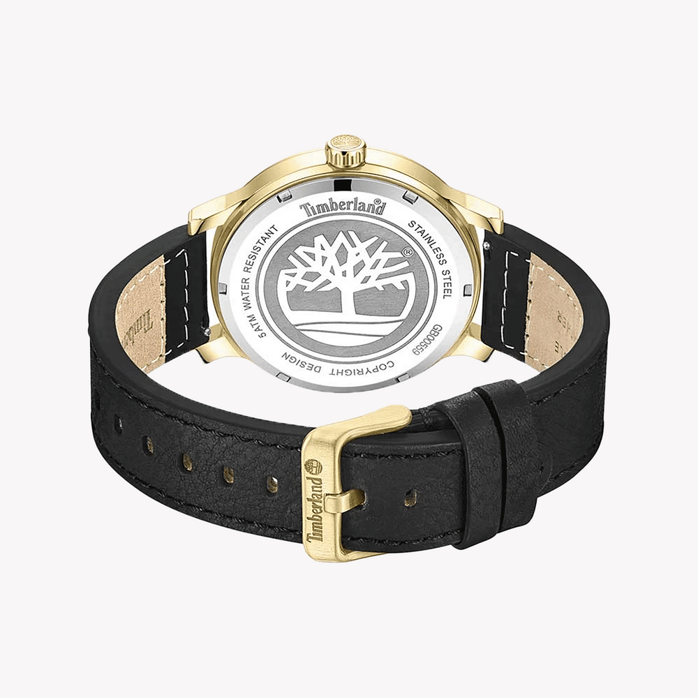 Timberland Men's Black Leather & Gold Watch | Model: Tdwgb0055902 by i-watch