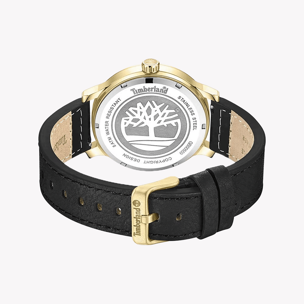 Timberland Men's Black Leather & Gold Watch | Model: Tdwgb0055902