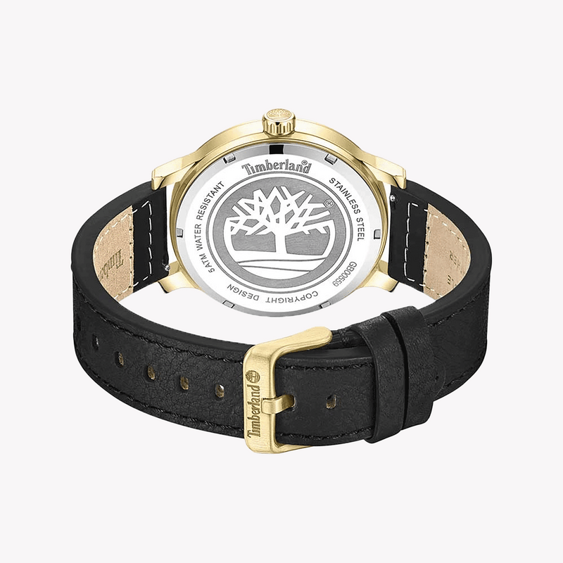 Timberland Men's Black Leather & Gold Watch | Model: Tdwgb0055902 by i-watch