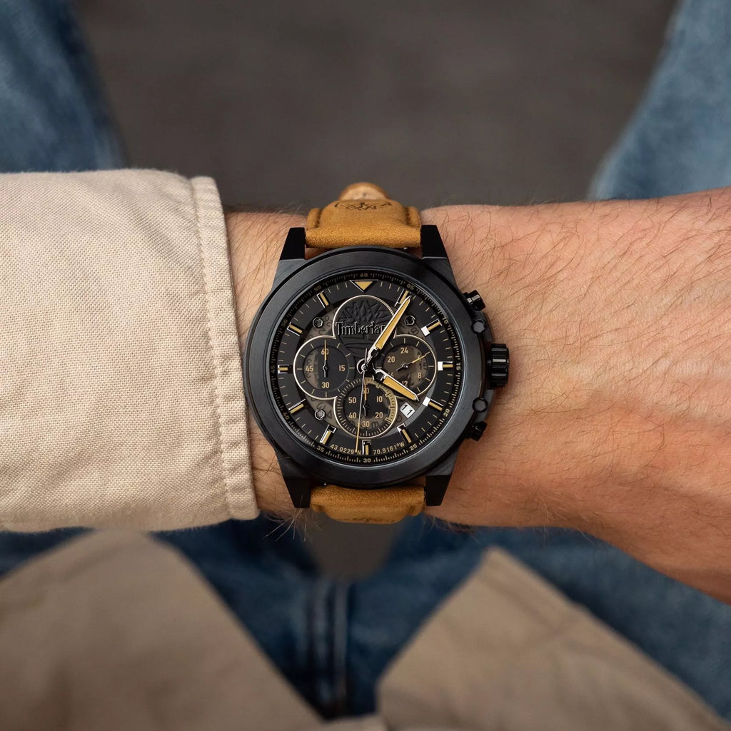 Timberland Men's Black Leather & Stainless Steel Watch | TDWGB0056003