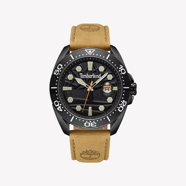 TIMBERLAND Carrigan Black Dial Brown Leather Strap Men's Watch