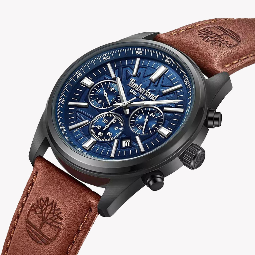 Timberland Men's Brown Leather & Black Stainless Steel Watch | Tdwgf0041204