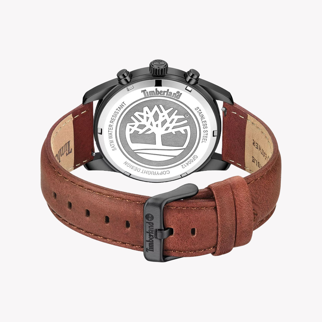 Timberland Men's Brown Leather & Black Stainless Steel Watch | Tdwgf0041204
