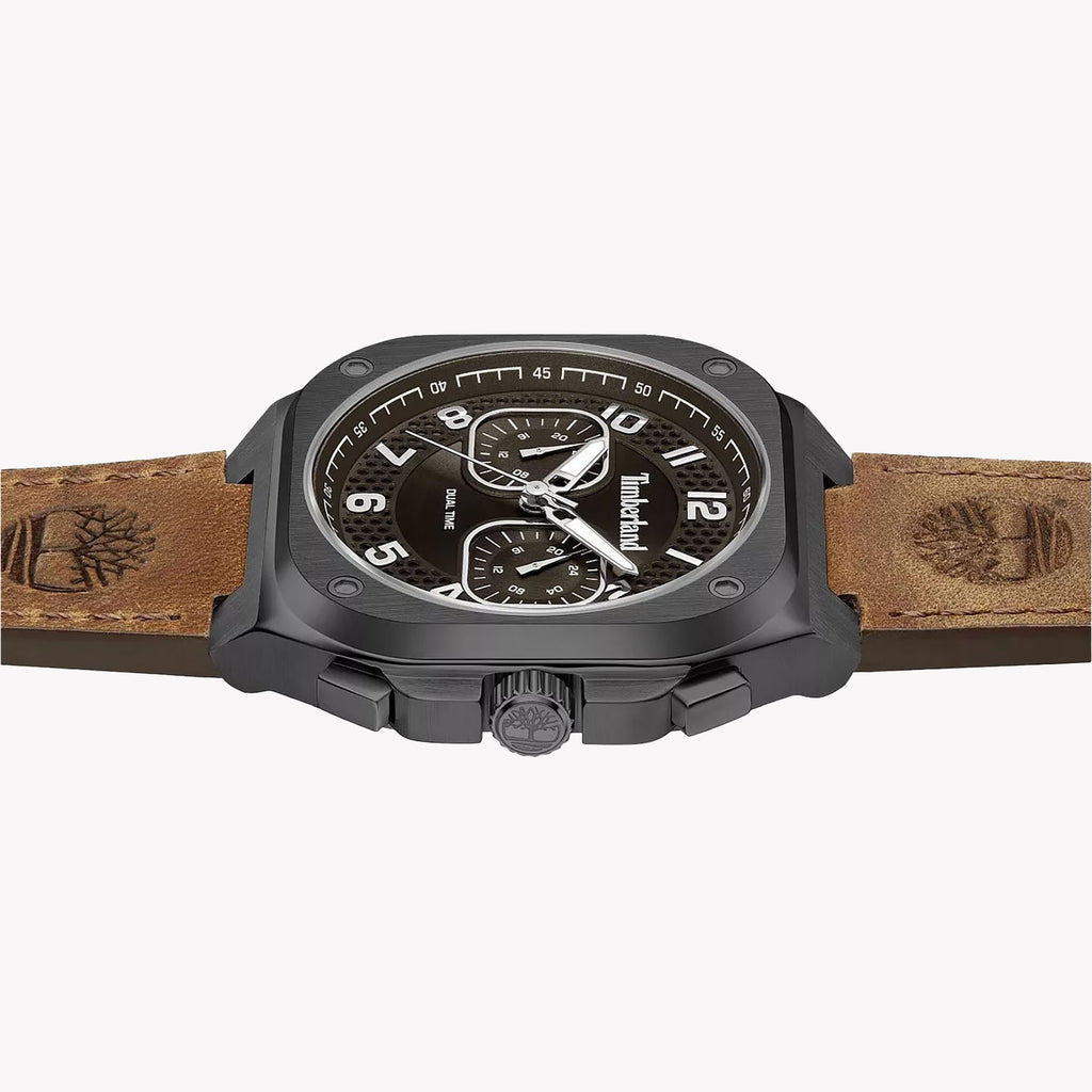Timberland Men's Brown Leather & Black Stainless Steel Watch | Tdwgf0055001