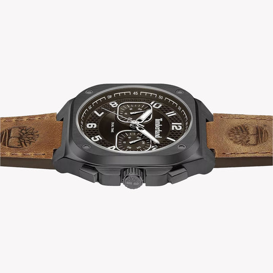 Timberland Men's Brown Leather & Black Stainless Steel Watch | Tdwgf0055001