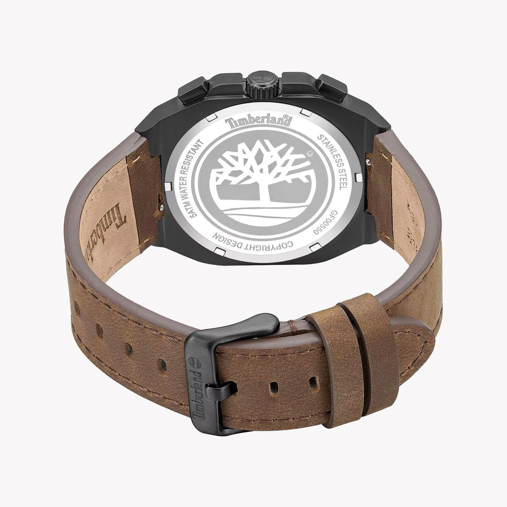 Timberland Men's Brown Leather & Black Stainless Steel Watch | Tdwgf0055001