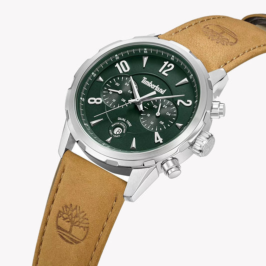 Timberland Men's Dark Green & Beige Leather Watch | TDWGF0082902