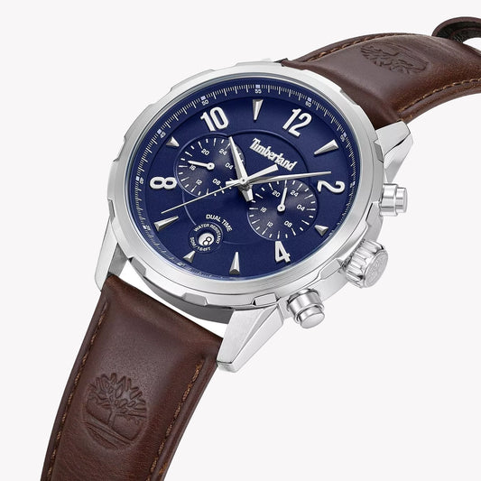 TIMBERLAND Men's Brown Leather & Silver Stainless Steel Watch | TDWGF0082903