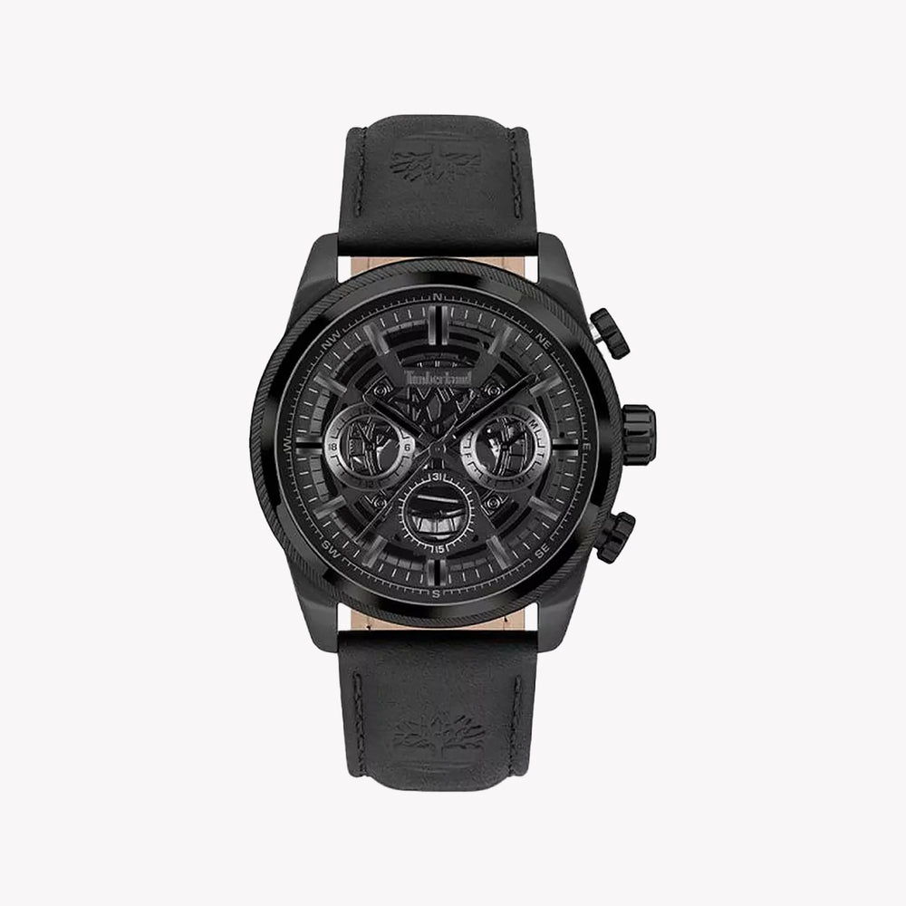 Timberland Men's Black Leather Watch, Stainless Steel | Tdwgf2200701 by i-watch