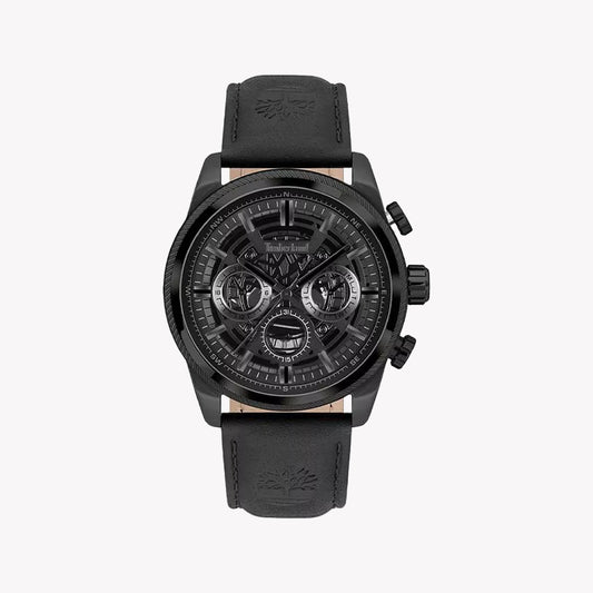 Timberland Men's Black Leather Watch, Stainless Steel | Tdwgf2200701