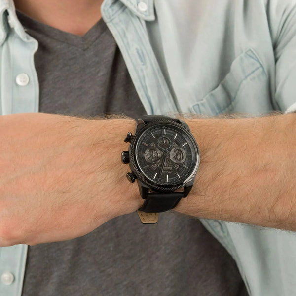 Timberland Men's Black Leather Watch, Stainless Steel | Tdwgf2200701 by i-watch