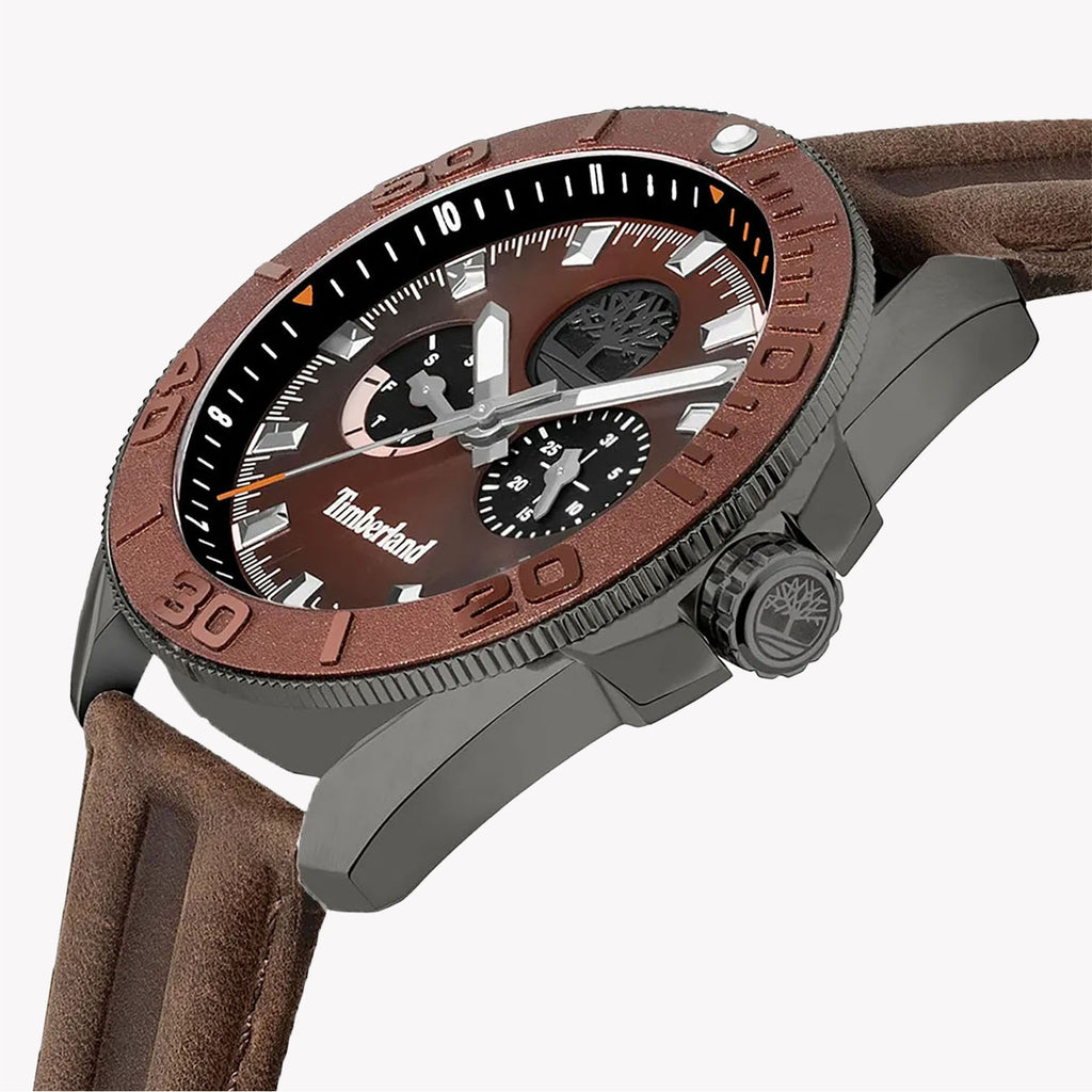 Timberland Men's Brown Leather Watch, Stainless Steel | Tdwgf2200902