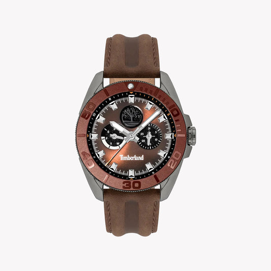 Timberland Men's Brown Leather Watch, Stainless Steel | Tdwgf2200902