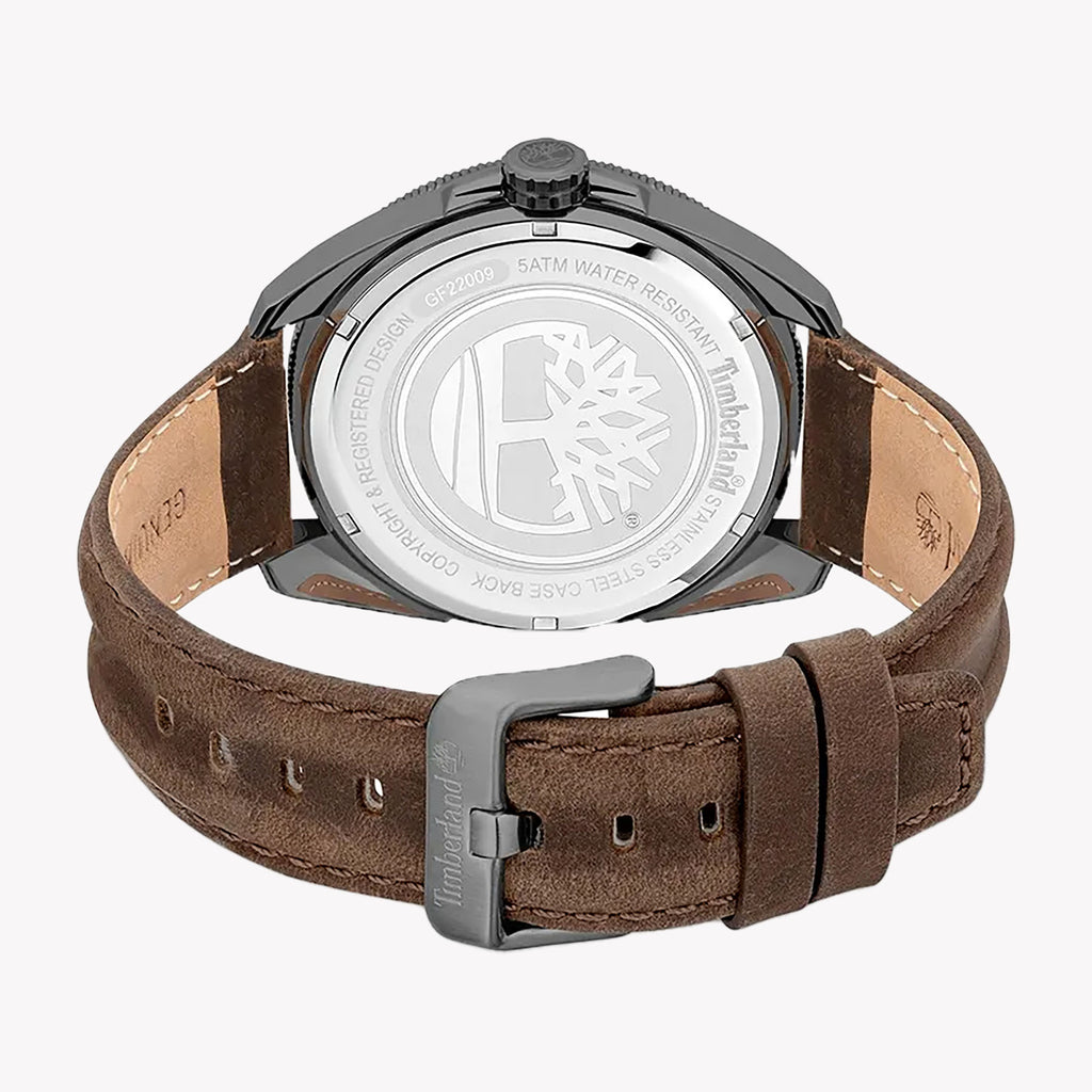 Timberland Men's Brown Leather Watch, Stainless Steel | Tdwgf2200902