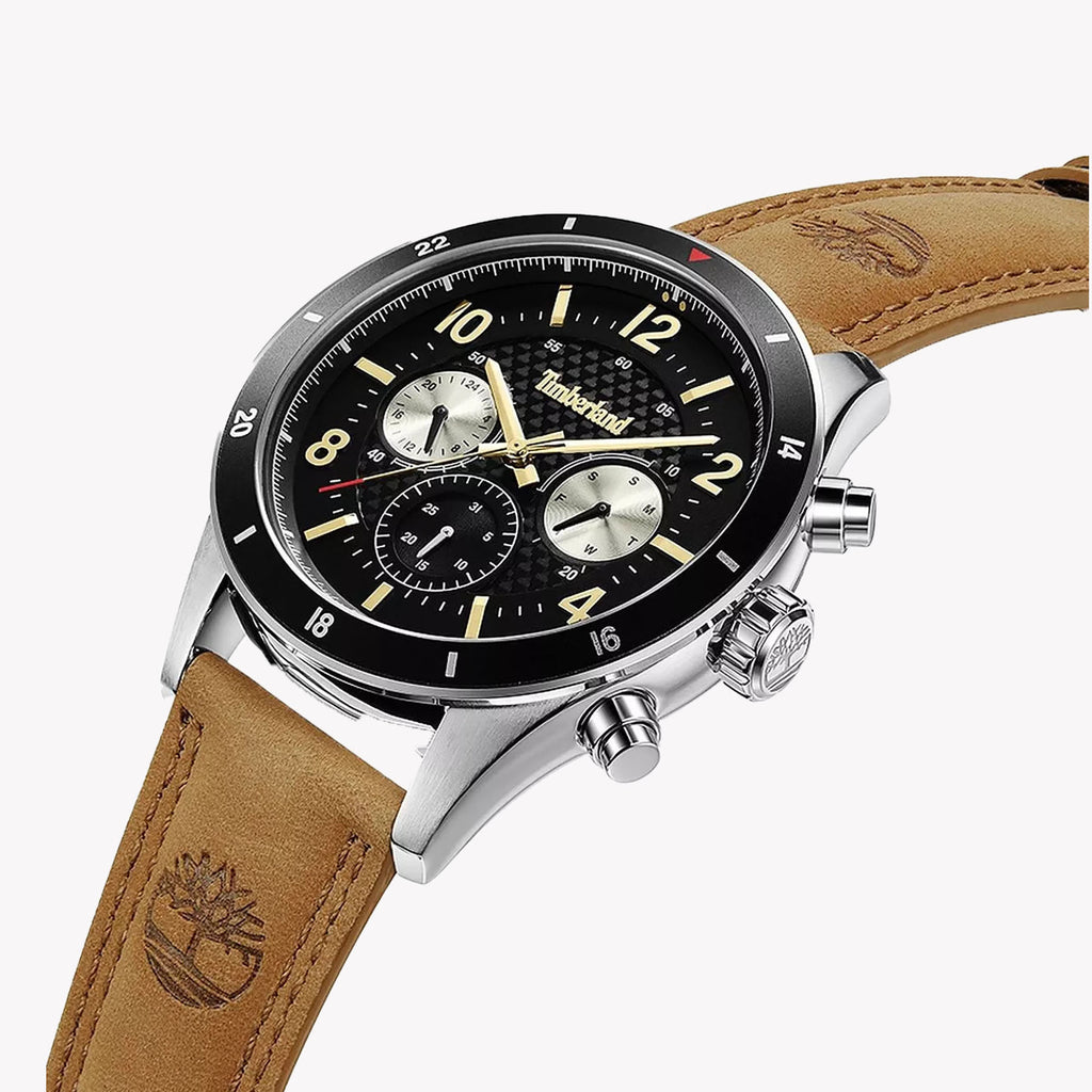 Timberland Men's Brown Leather Adventure Watch, Stainless Steel | Tdwgf2201002