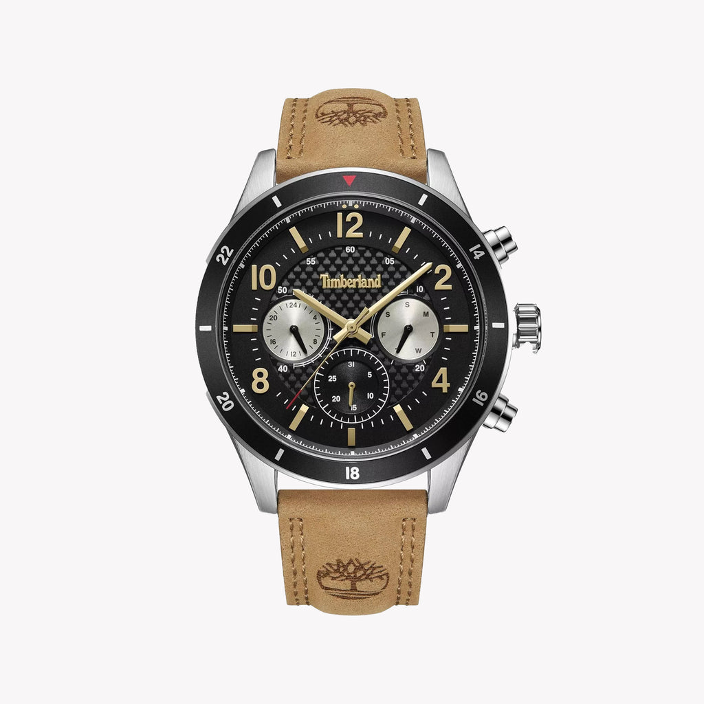 Timberland Men's Brown Leather Adventure Watch, Stainless Steel | Tdwgf2201002