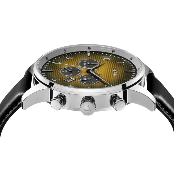 Trnda Men's Stainless Steel Watch, Black Leather Band | Trnda-001 by i-watch