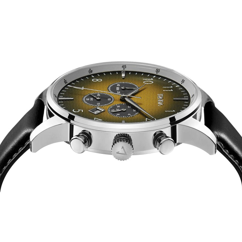 Trnda Men's Stainless Steel Watch, Black Leather Band | Trnda-001 by i-watch