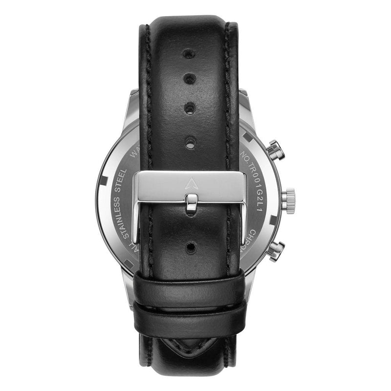 Trnda Men's Stainless Steel Watch, Black Leather Band | Trnda-001 by i-watch