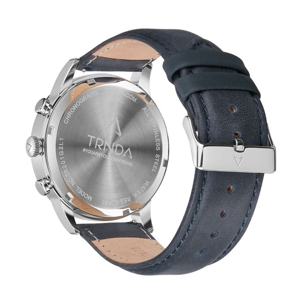 Trnda Men's Stainless Steel Watch, Blue Leather Band | Trn-D43b by i-watch