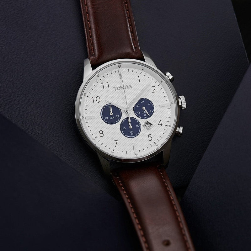 Trnda Men's Stainless Steel Watch, Brown Leather | Trn-W43sl by i-watch