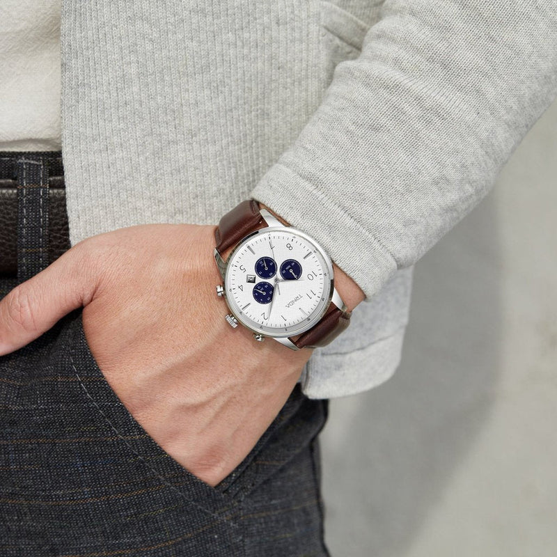 Trnda Men's Stainless Steel Watch, Brown Leather | Trn-W43sl by i-watch