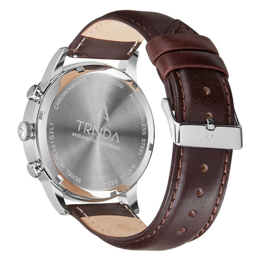 Trnda Men's Stainless Steel Watch, Brown Leather | Trn-W43sl by i-watch