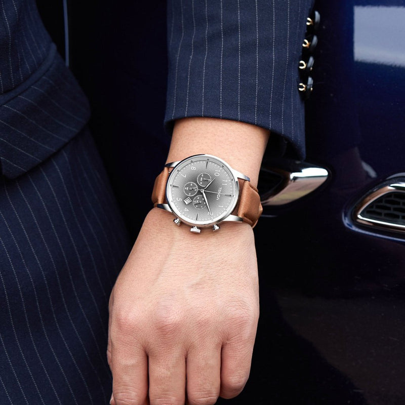 Trnda Men's Stainless Steel Watch, Tan Leather Band | Trn-Ss43 by i-watch