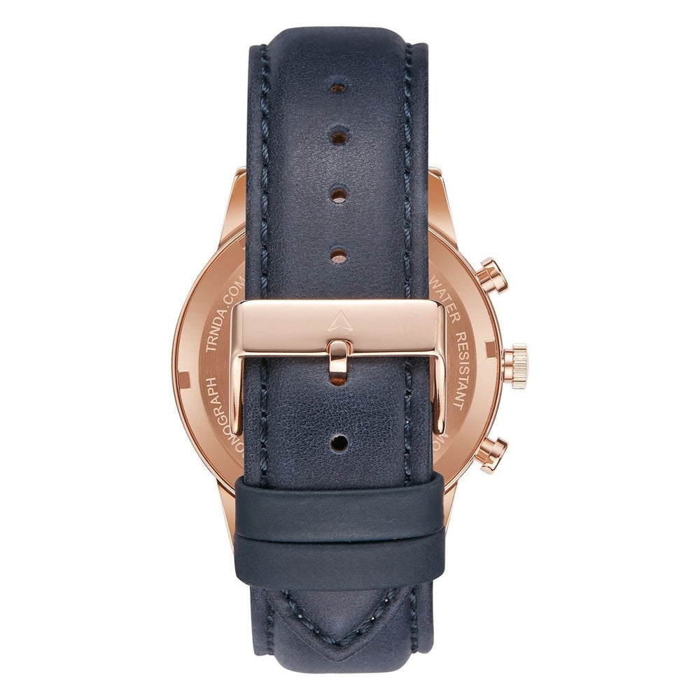 Trnda Men's Rose Gold Stainless Steel Watch, Blue Leather Band | Trn-43rglb by i-watch
