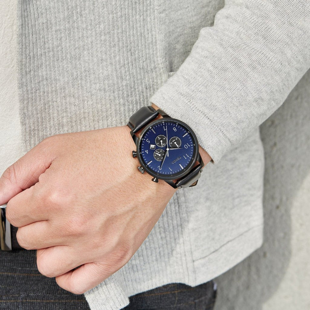 Trnda Men's Stainless Steel Watch, Black Leather Band | Trnda-43bl by i-watch