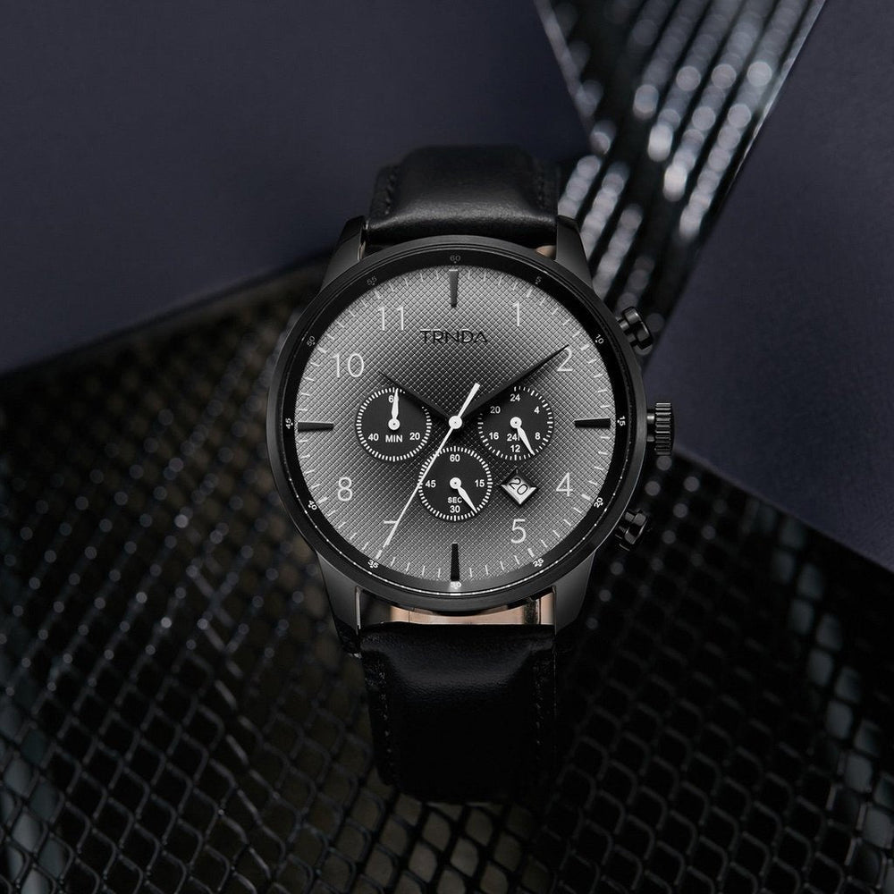 Trnda Men's Black Stainless Steel Watch, Gradient Dial | Trn-43bk by i-watch