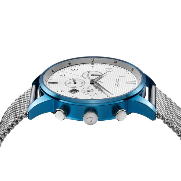 Trnda Men's Blue Stainless Steel Watch, Silver Mesh Band | Trnda-001 by i-watch